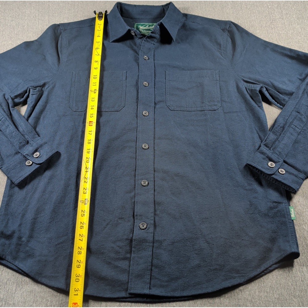 WOOLRICH Green Label Mens LS Shirt Chamois Cloth Flannel‎ Forest Navy L #5578 - Picture 6 of 9